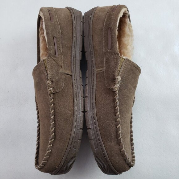 Eddie Bauer Westhaven Slipper Mens 13 Brown Suede Slip On Faux Fur House Shoe - Picture 4 of 14